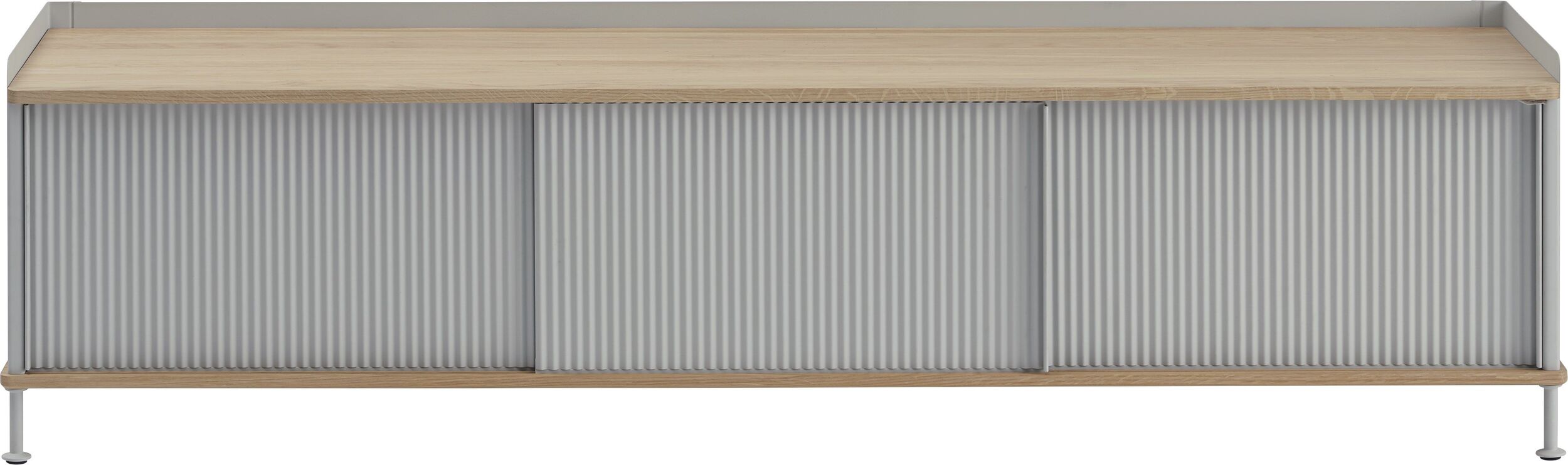 Enfold Schrank 186 cm grau mit Tischplatte aus Eiche