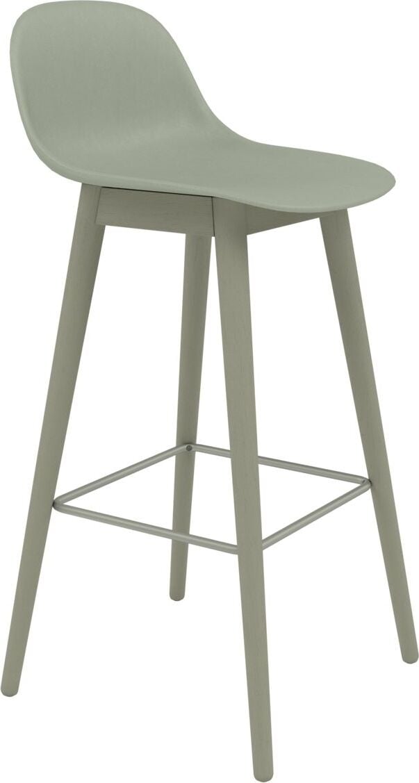 Fiber Barhocker 75 cm graugrün mit Rückenlehne
