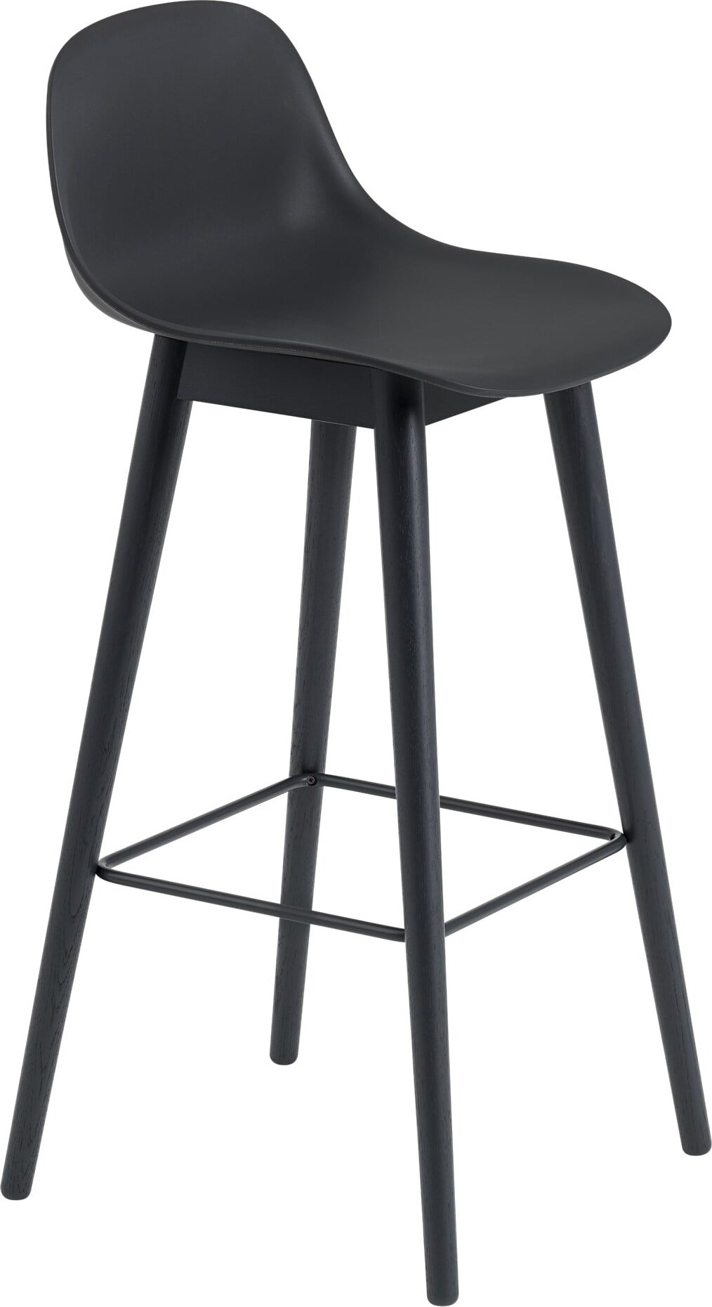 Fiber Barhocker 75 cm schwarz mit Rückenlehne