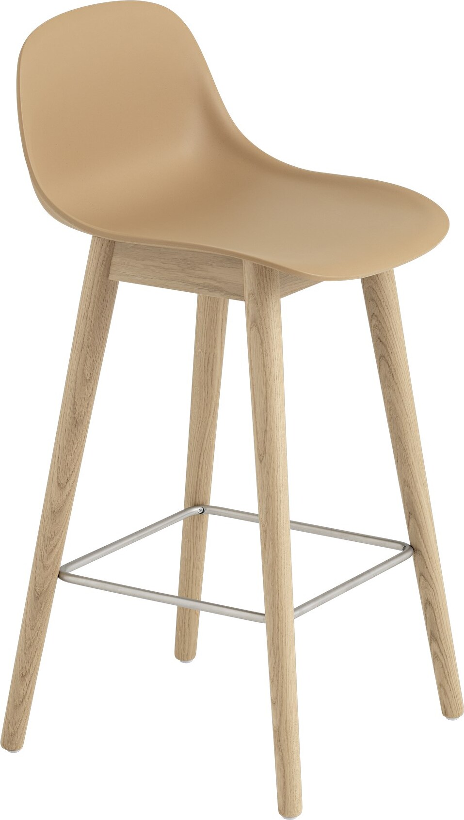 Fiber Hocker 65 cm helle Eiche mit Rückenlehne