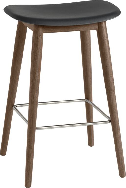 Fiber Hocker 65 cm schwarz auf dunklen Holzbeinen