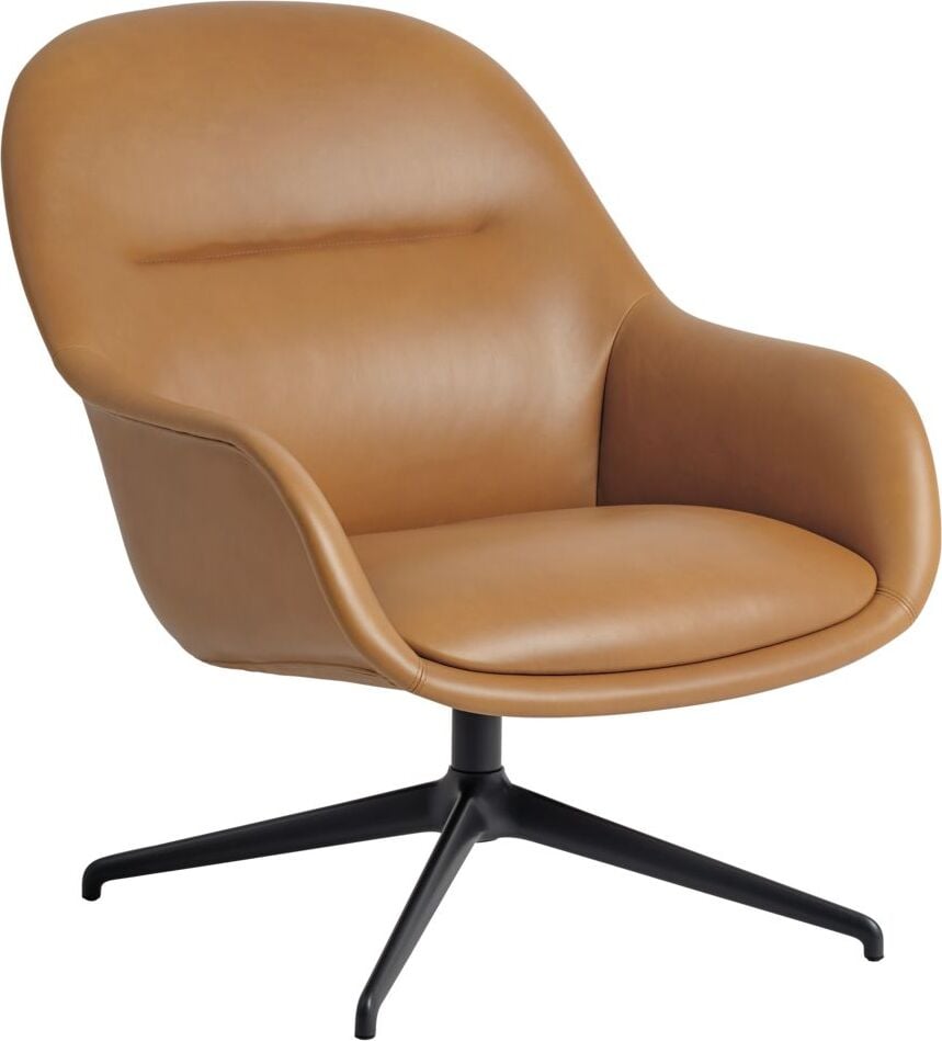 Fiber Lounge Drehsessel, cognacbraunes Leder