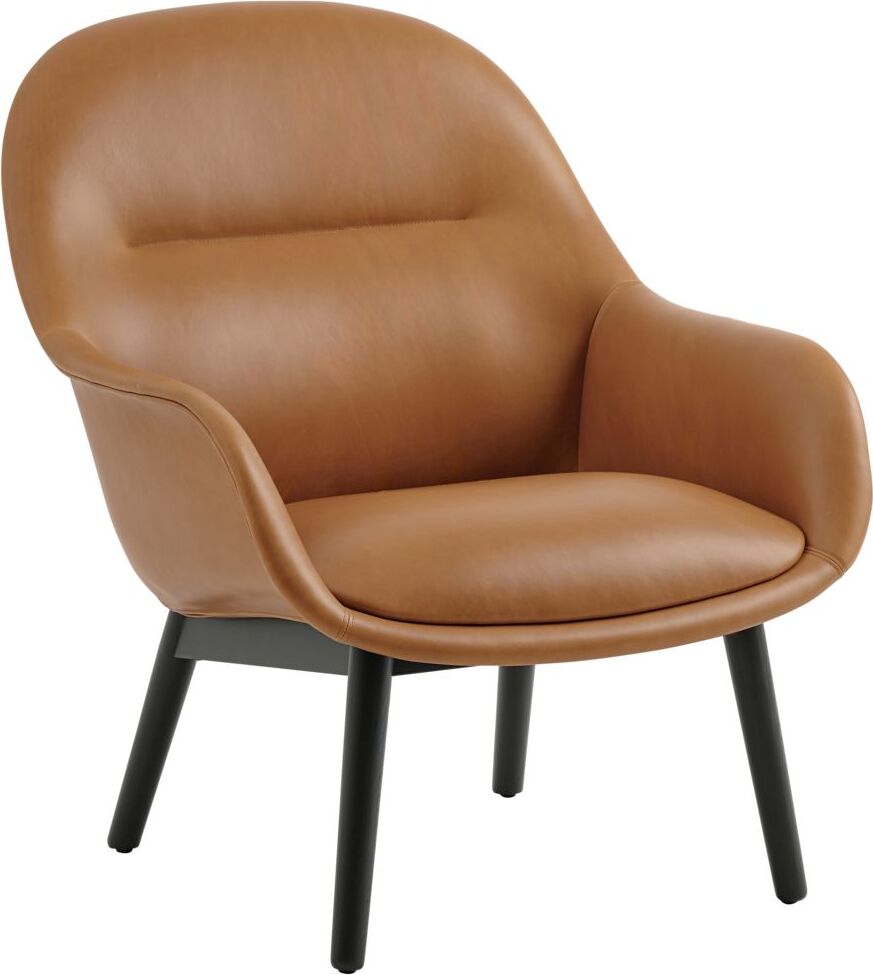 Fiber Lounge Sessel Cognacbraun Leder auf Holzbeinen