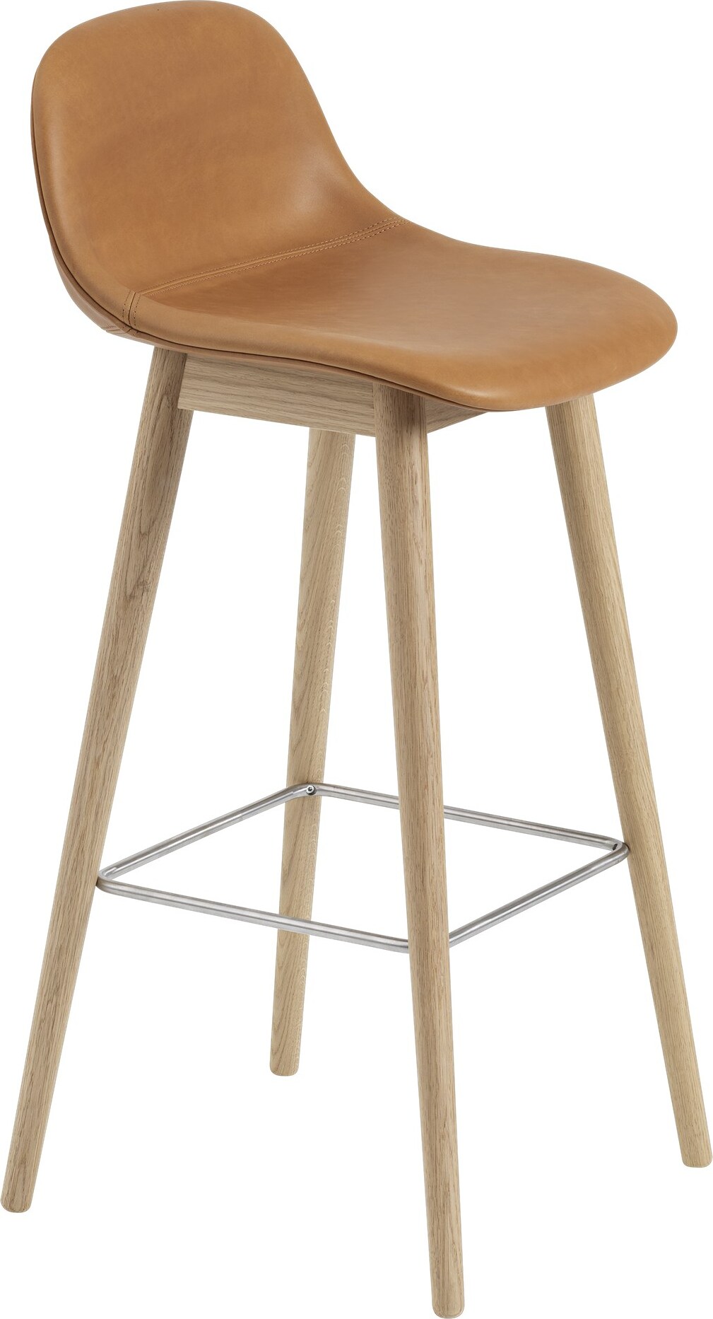 Fiber Refine Leather Cognac Barhocker 75 cm gepolstert mit Rückenlehne