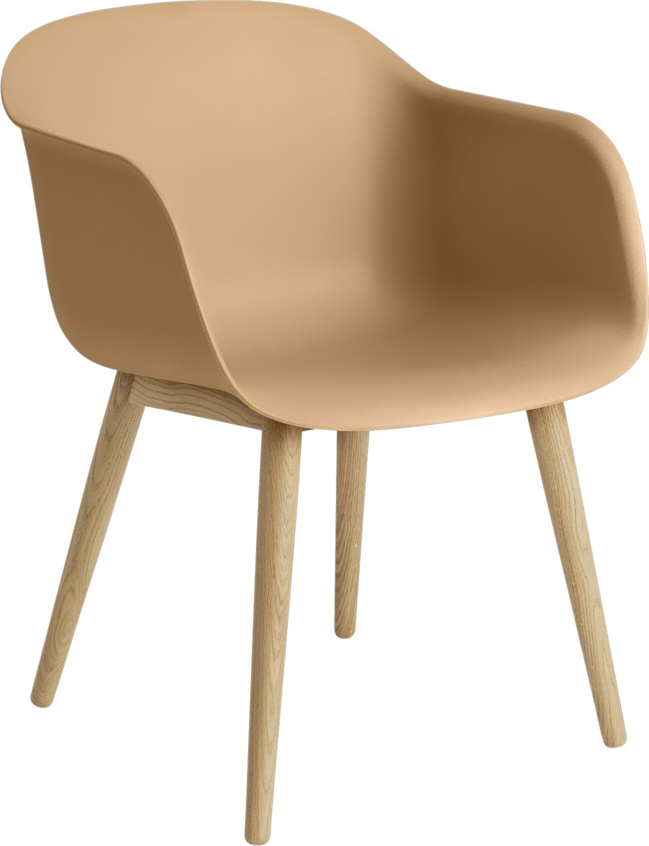 Fiber Sessel ockerfarbig auf Holzbeinen