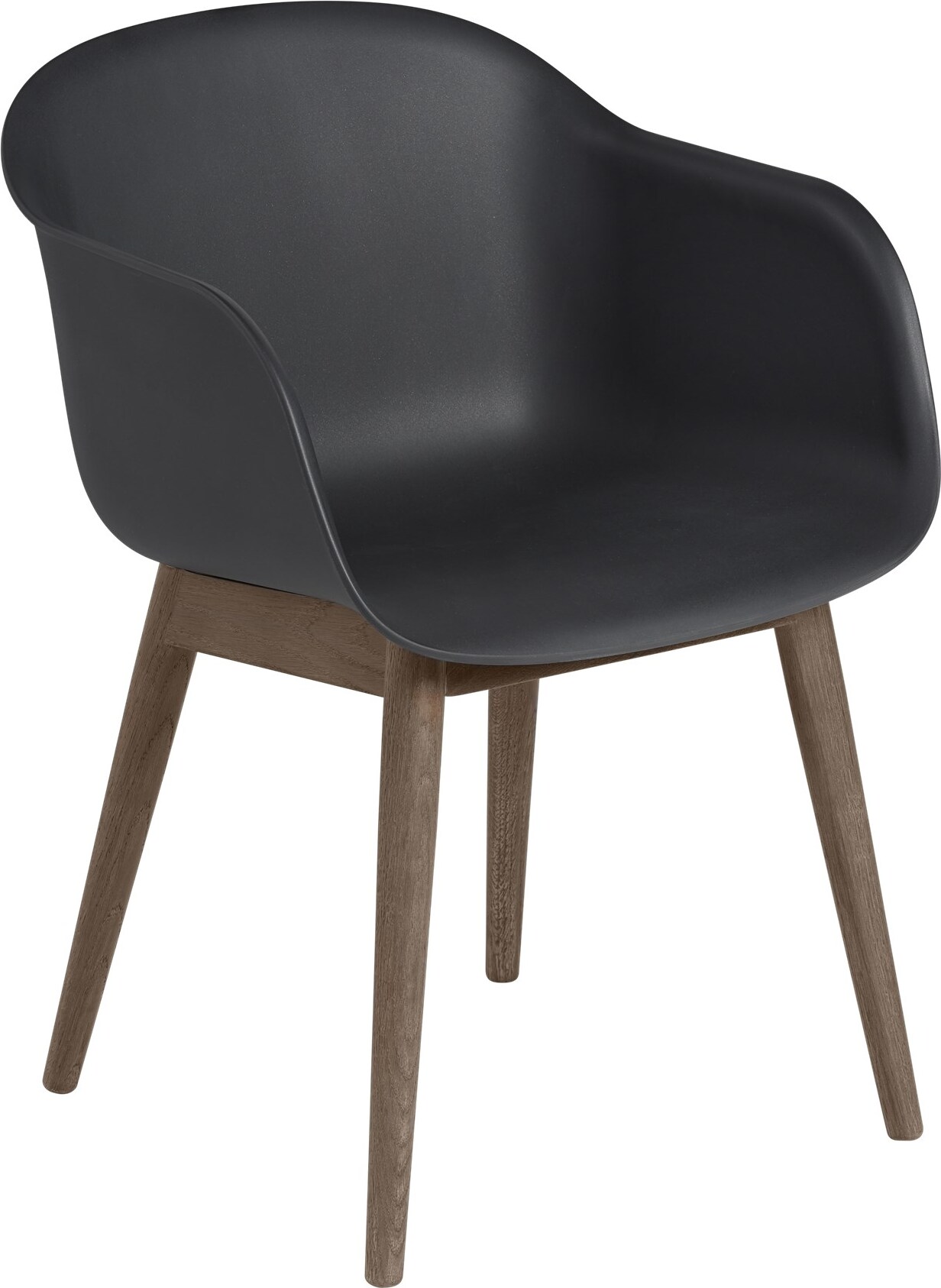 Fiber Sessel schwarz auf dunklen Holzbeinen