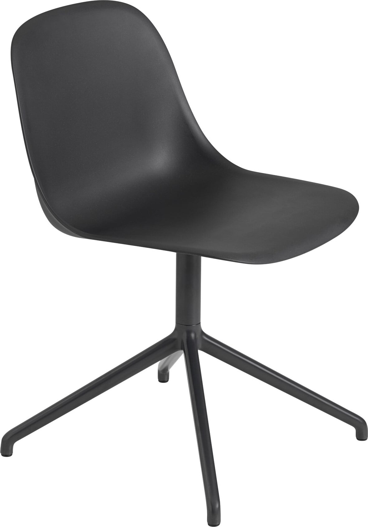 Fiber Swivel Drehstuhl schwarz auf Aluminiumbeinen