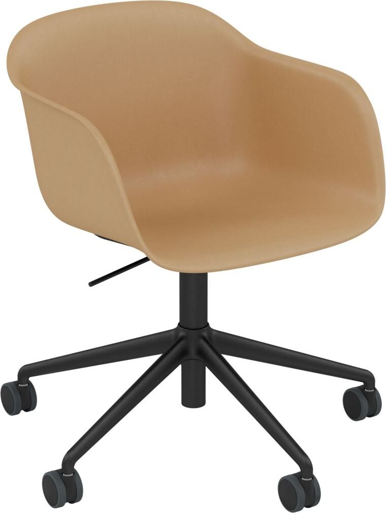 Fiber Swivel Sessel auf Rädern ockerfarbig auf Aluminiumbeinen höhenverstellbar