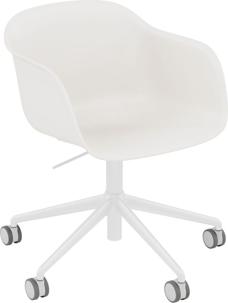Fiber Swivel Sessel auf Rädern weiß auf Aluminiumbeinen höhenverstellbar