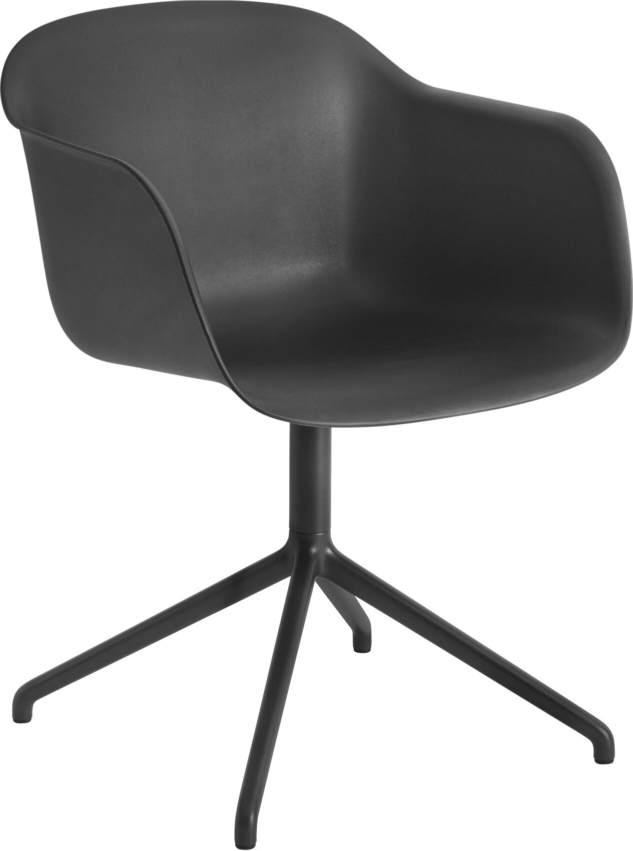 Fiber Swivel Sessel schwarz auf Aluminiumbeinen