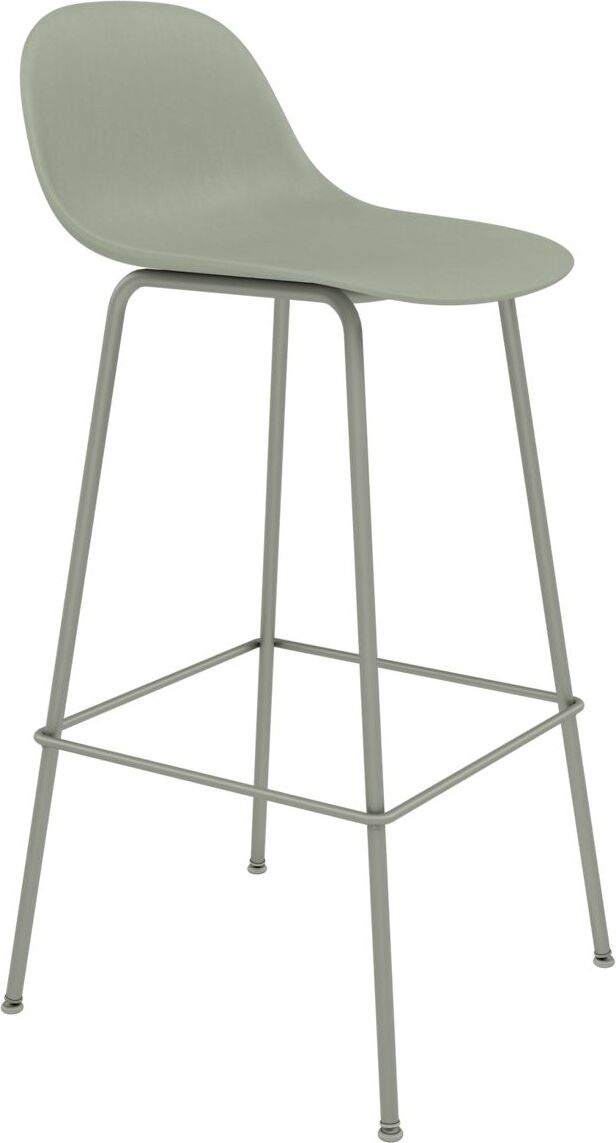 Fiber Tube Barhocker 75 cm graugrün mit Rückenlehne