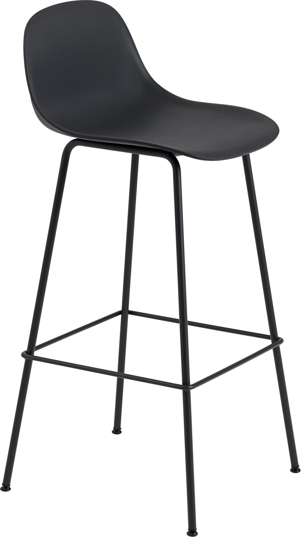 Fiber Tube Barhocker 75 cm schwarz mit Rückenlehne