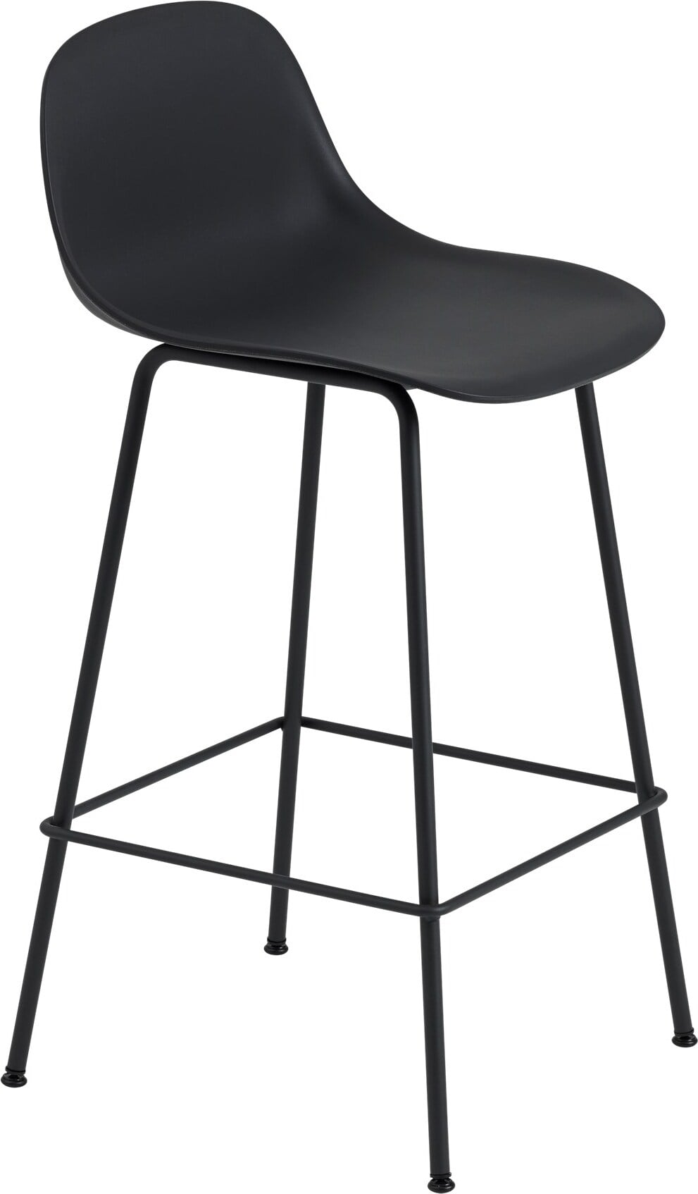 Fiber Tube Hocker 65 cm schwarz mit Rückenlehne
