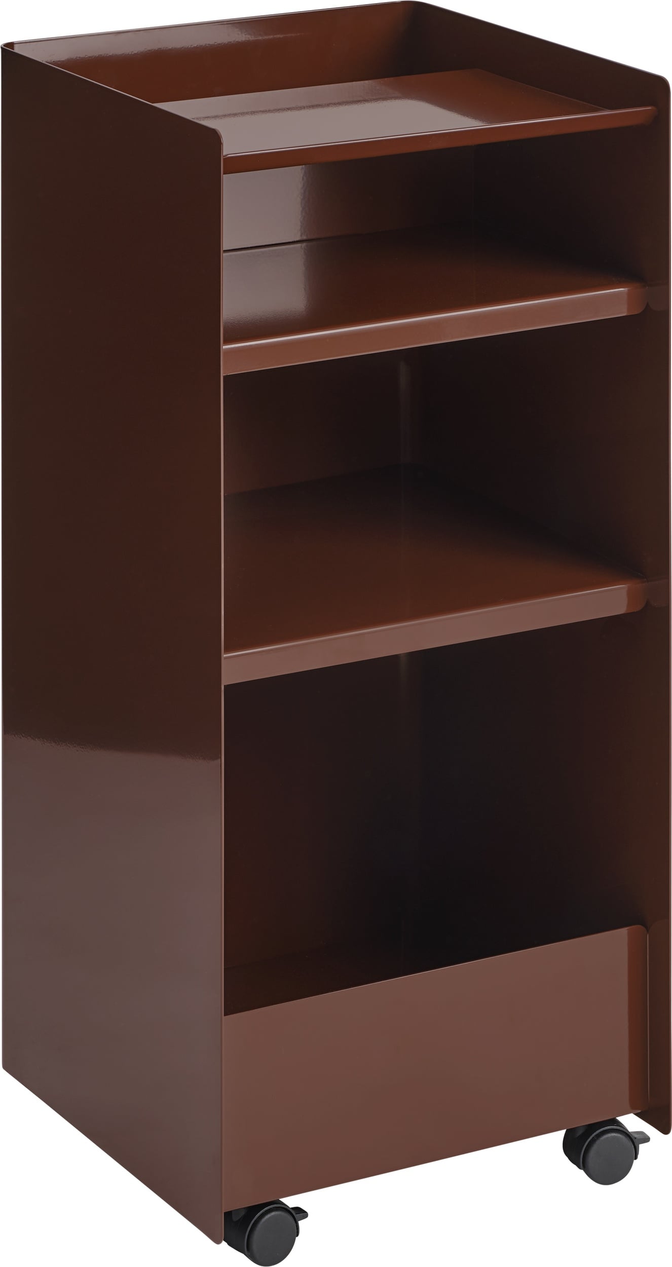 Folded Beistellschrank auf Rollen 84 cm, dunkelrot