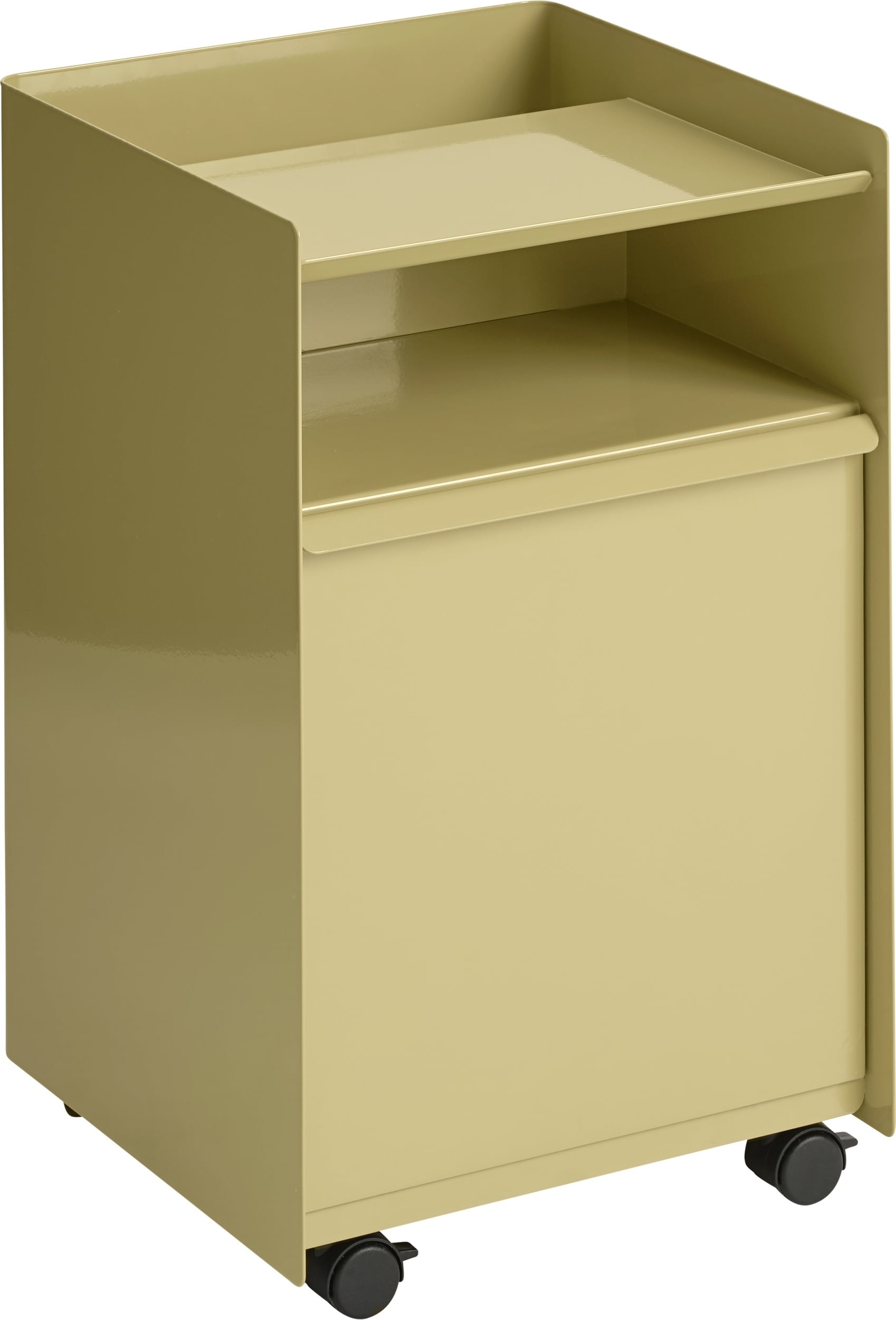 Folded Beistellschrank mit Schublade auf Rollen 61,5 cm, beige-grün