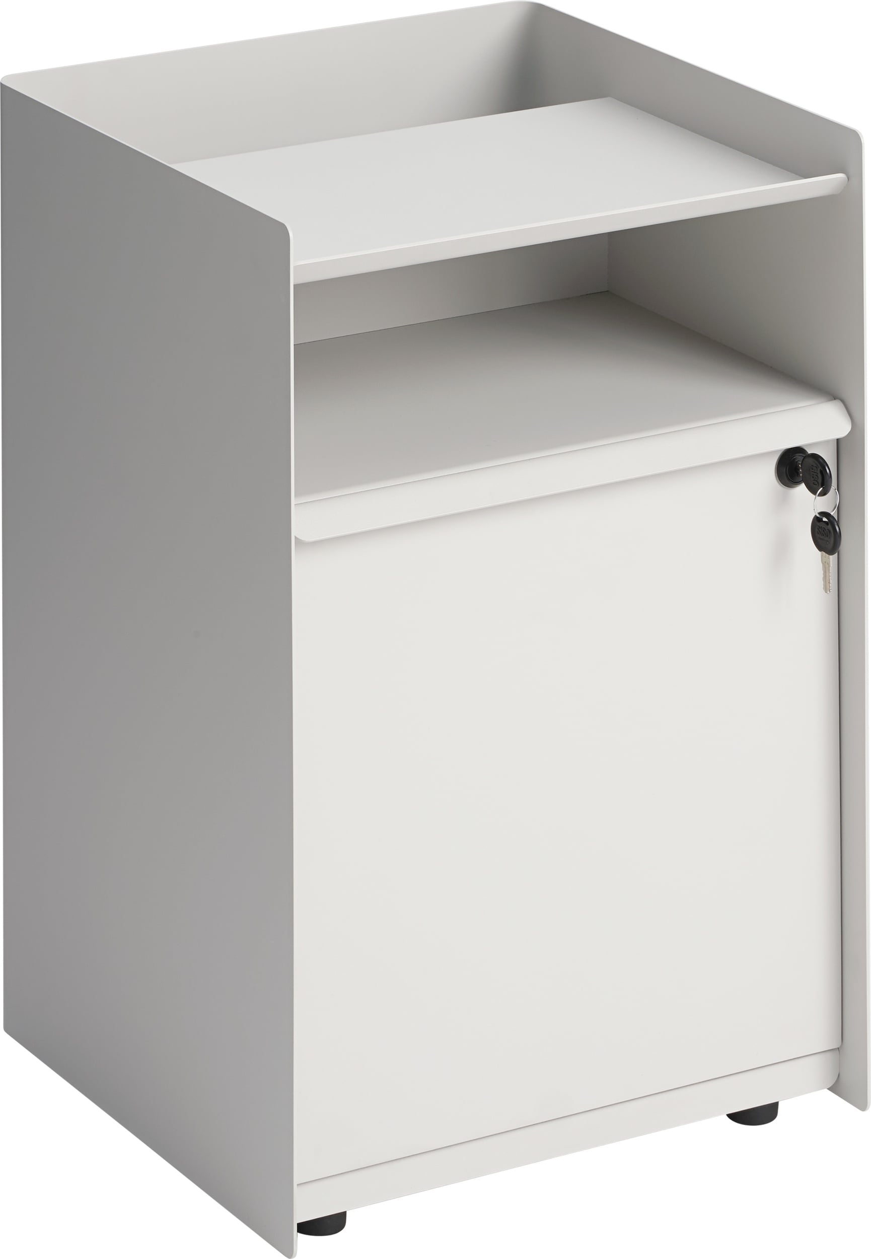 Folded Beistellschrank mit Schublade auf Rollen mit Schlüsselschloss 61,5 cm, hellgrau