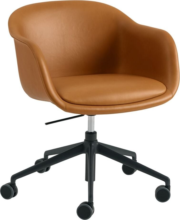 Fotel na kółkach Fiber Conference Swivel Refine Leather Cognac na aluminiowych nogach z regulacją wysokości