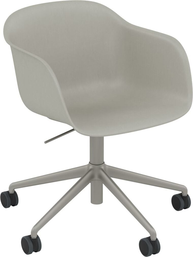 Fotel na kółkach Fiber Swivel szary na aluminiowych nogach z regulacją wysokości