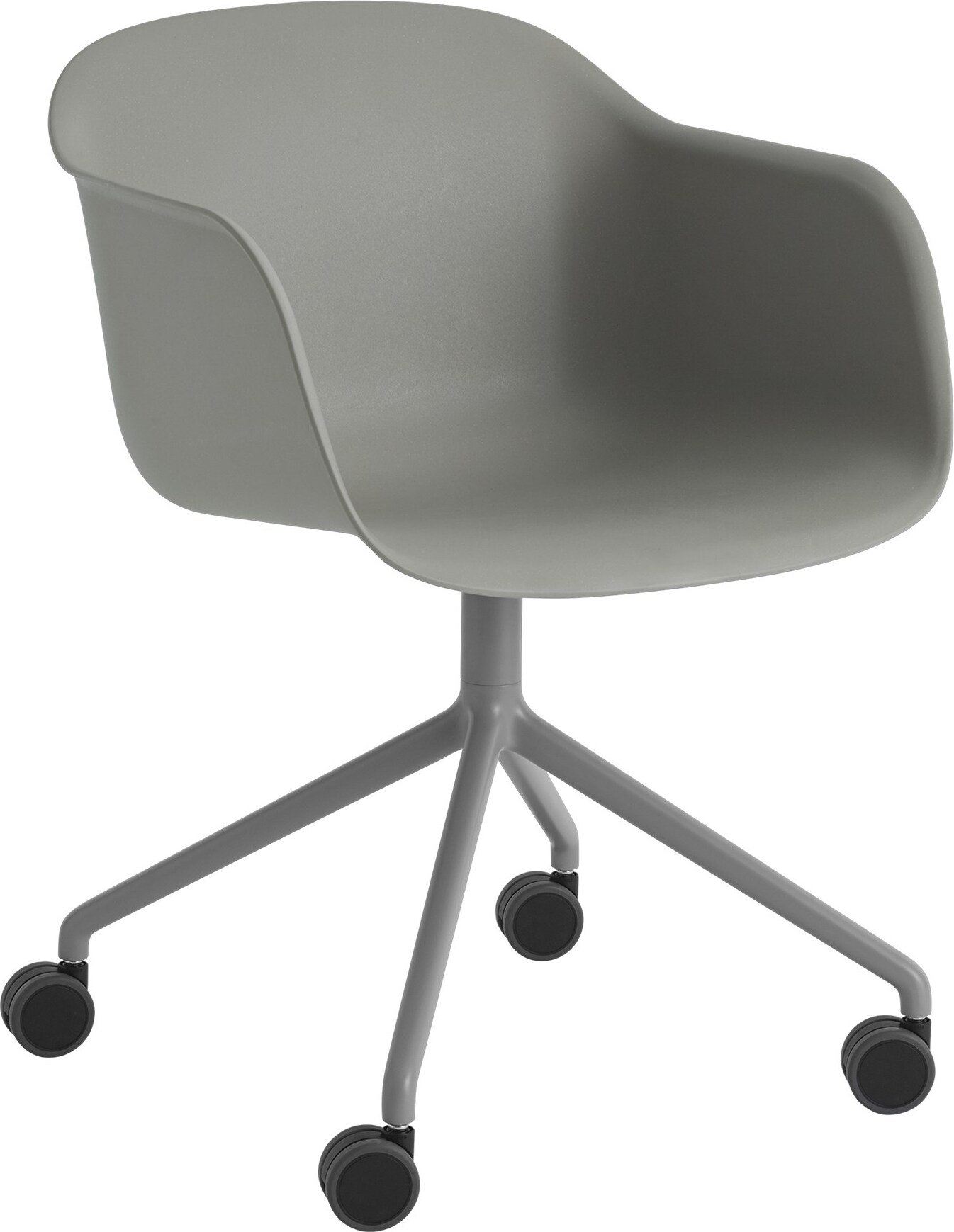 Fotel na kółkach Fiber Swivel szary na aluminiowych nogach