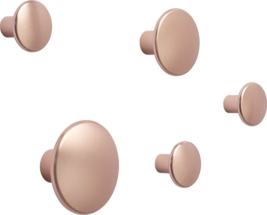 Ganchos de pared de metal Dots, rosas, 5 unidades