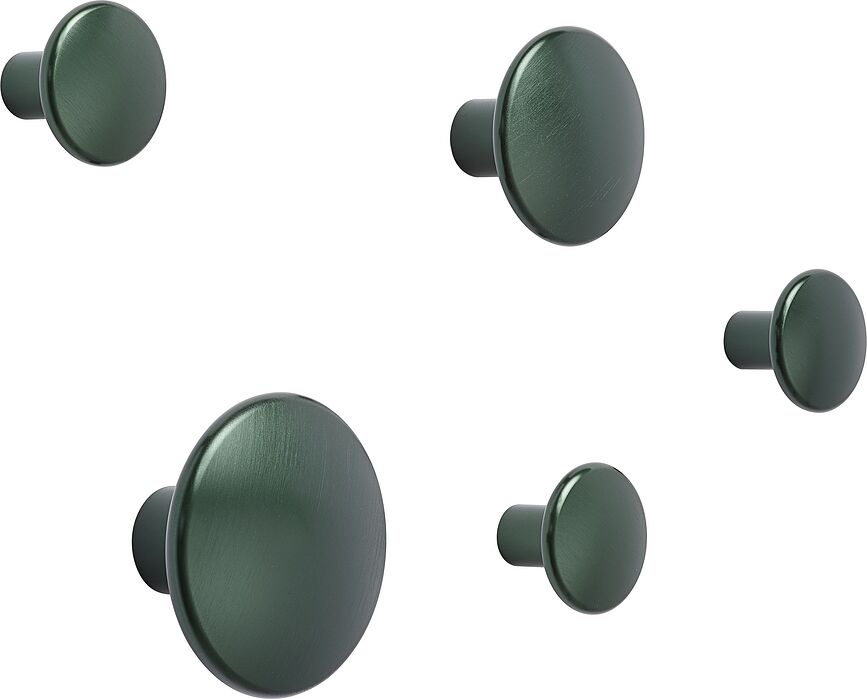 Ganchos de pared de metal Dots, verde oscuro, 5 unidades