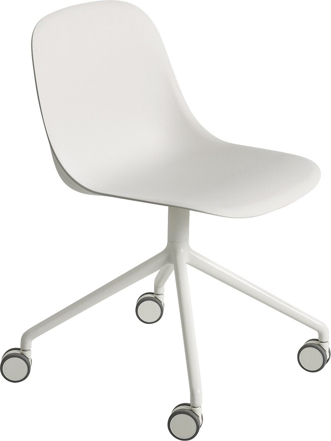 Koliesková stolička Fiber Swivel na hliníkových nohách biela