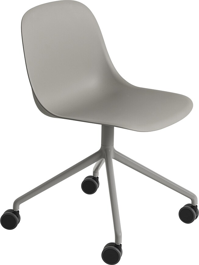 Koliesková stolička Fiber Swivel na hliníkových nohách sivá