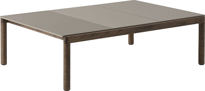 Konferenčný stolík Couple vlnkovaný na tmavých dubových nohách 120 x 84 x 35 cm taupe