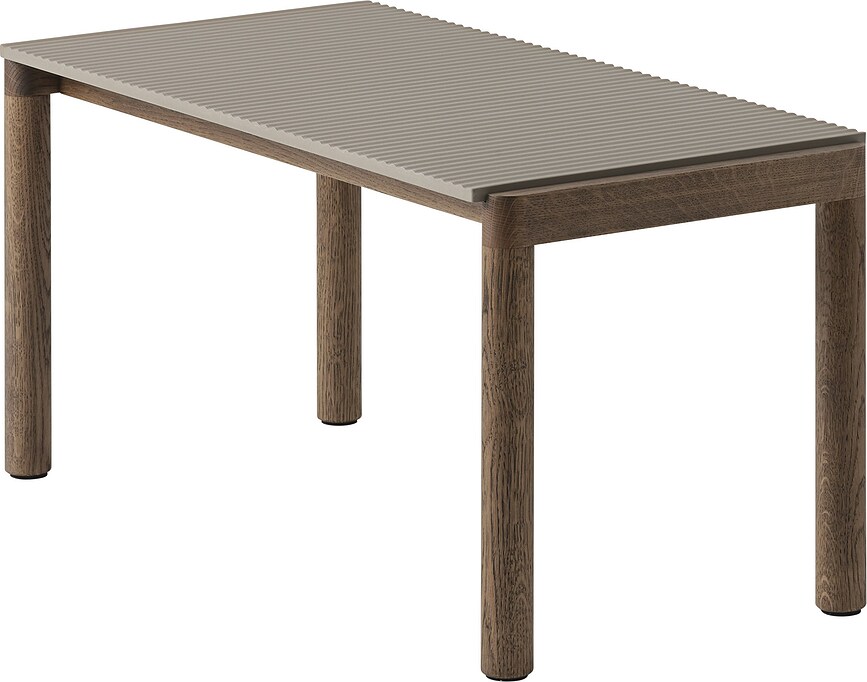 Konferenčný stolík Couple vlnkovaný na tmavých dubových nohách 40 x 84 x 40 cm taupe