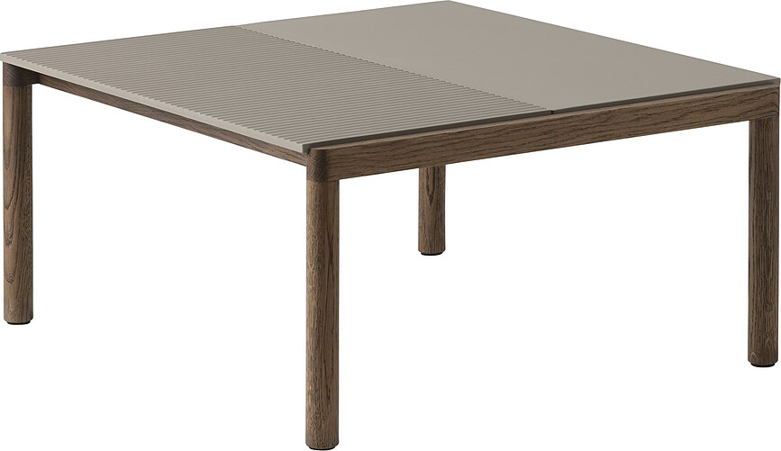 Konferenčný stolík Couple vlnkovaný na tmavých dubových nohách 80 x 84 x 40 cm taupe