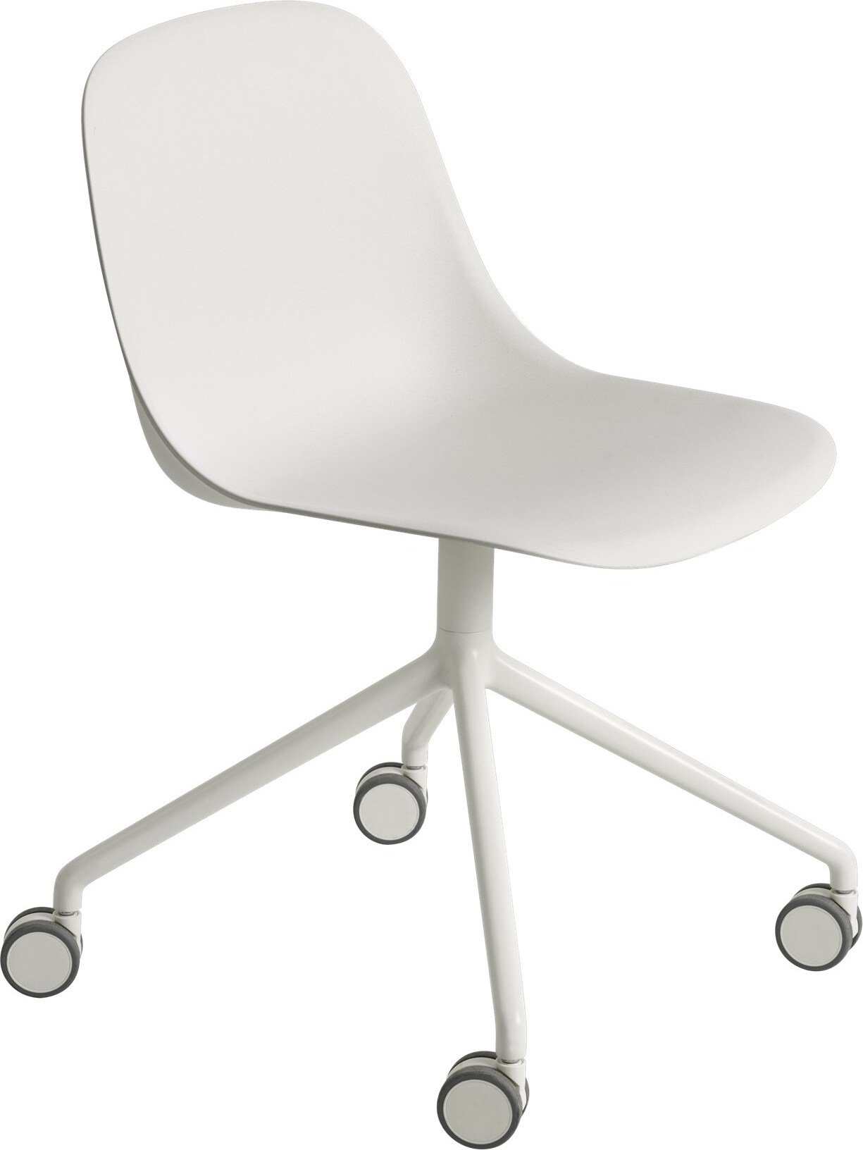 Krzesło na kółkach Fiber Swivel białe na aluminiowych nogach