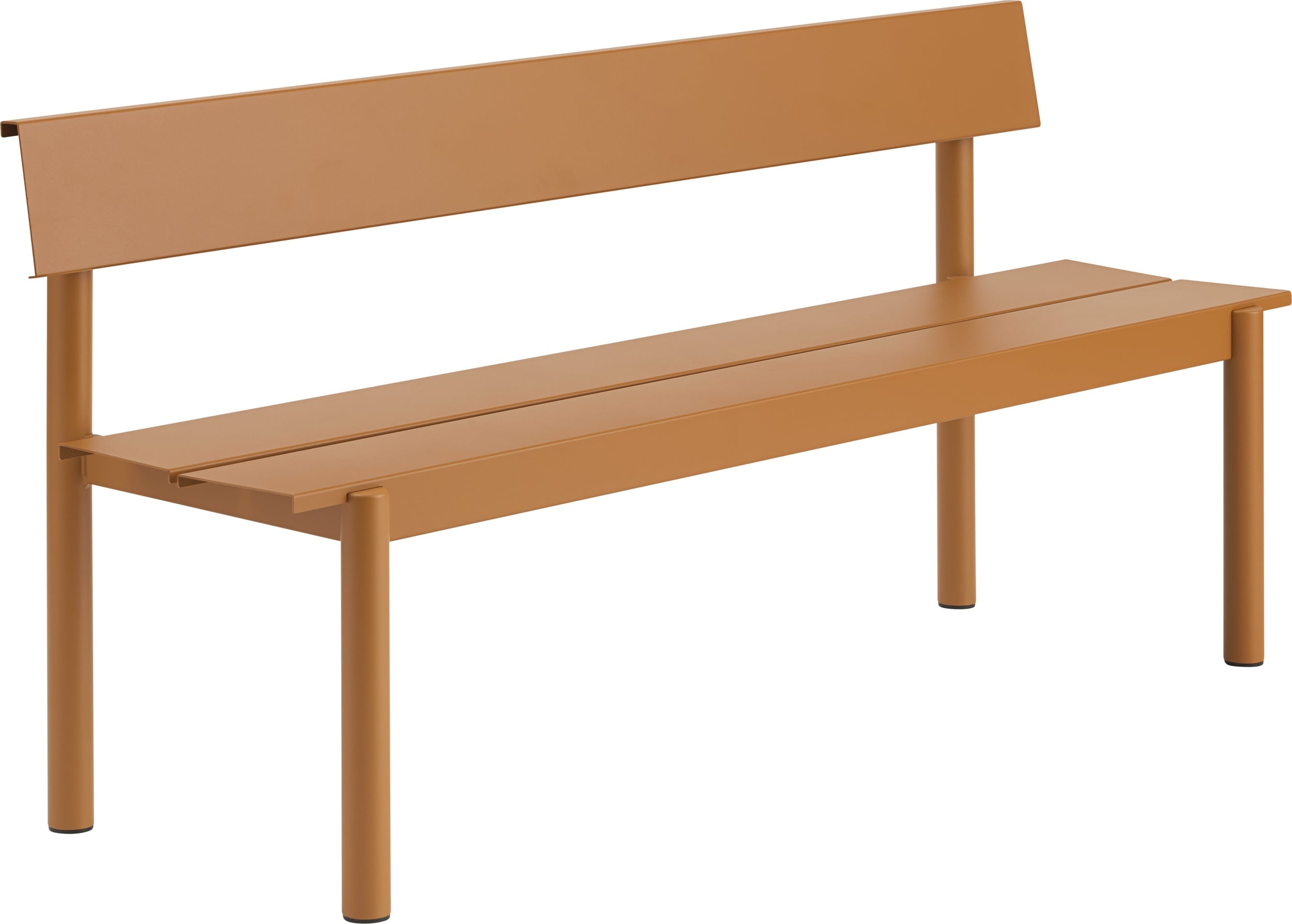 Linear Steel Gartenbank mit Rückenlehne 170 cm, dunkelorange
