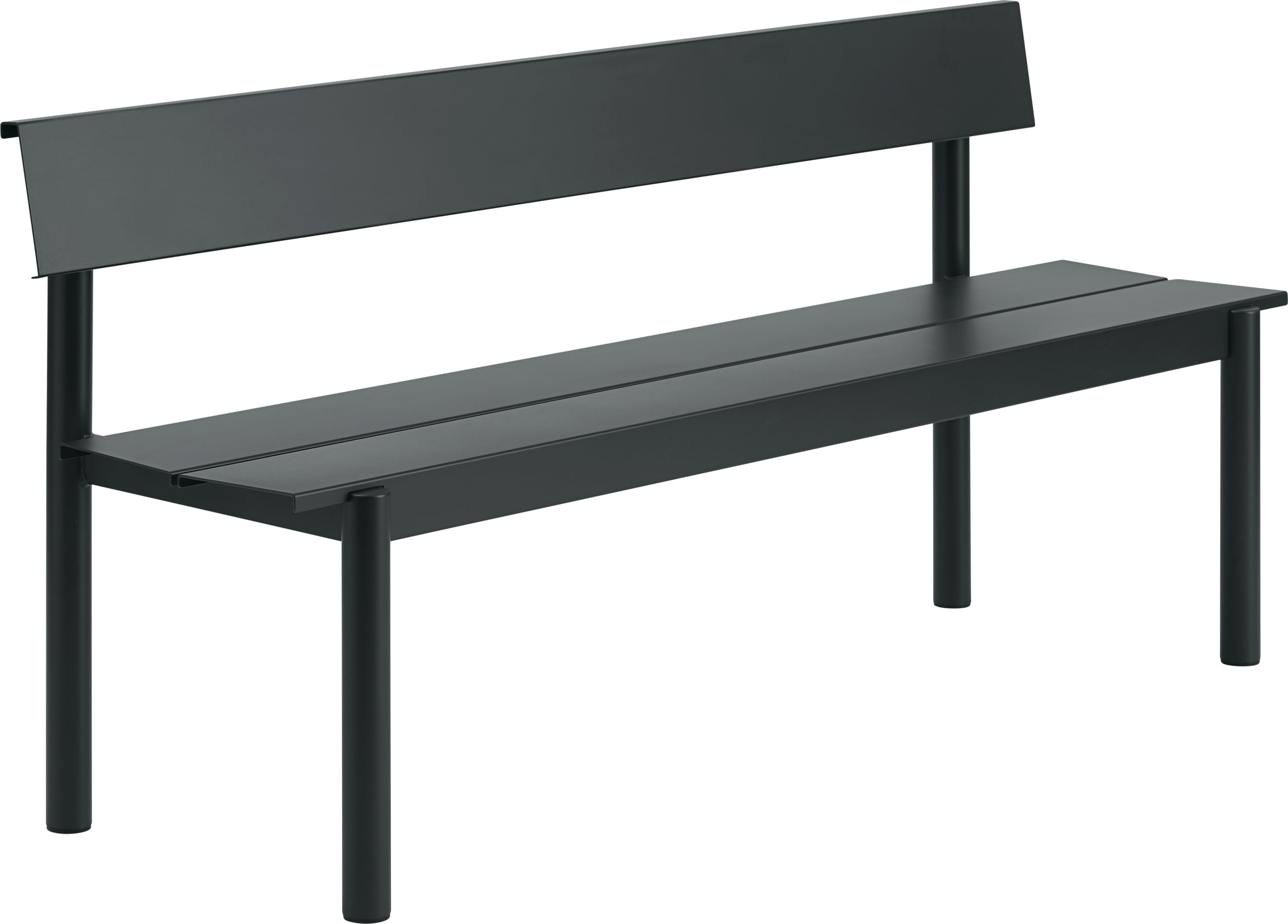 Linear Steel Gartenbank mit Rückenlehne 170 cm, schwarz