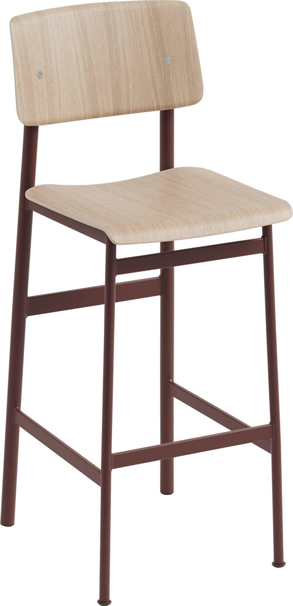 Loft Barhocker 75 cm helle Eiche rote Beine