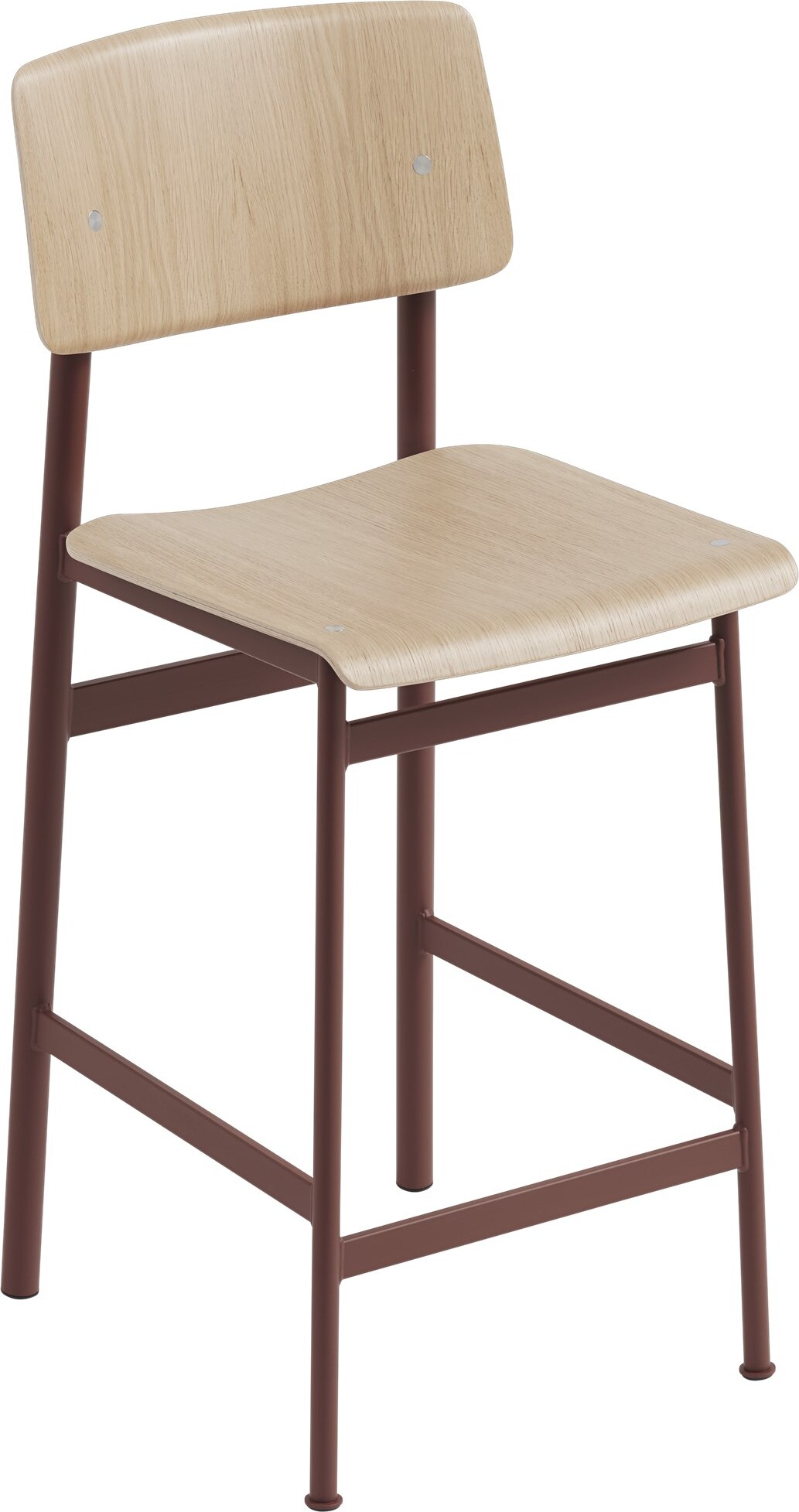 Loft Hocker 65 cm helle Eiche rote Beine