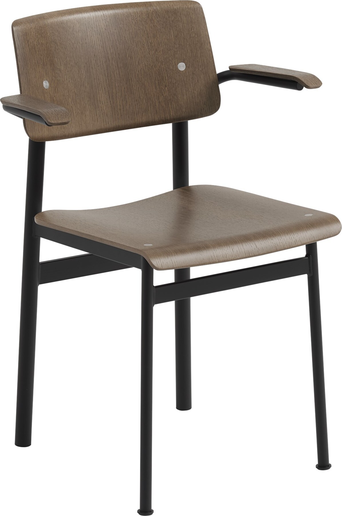 Loft Stuhl dunkelbraun mit Armlehnen schwarze Beine