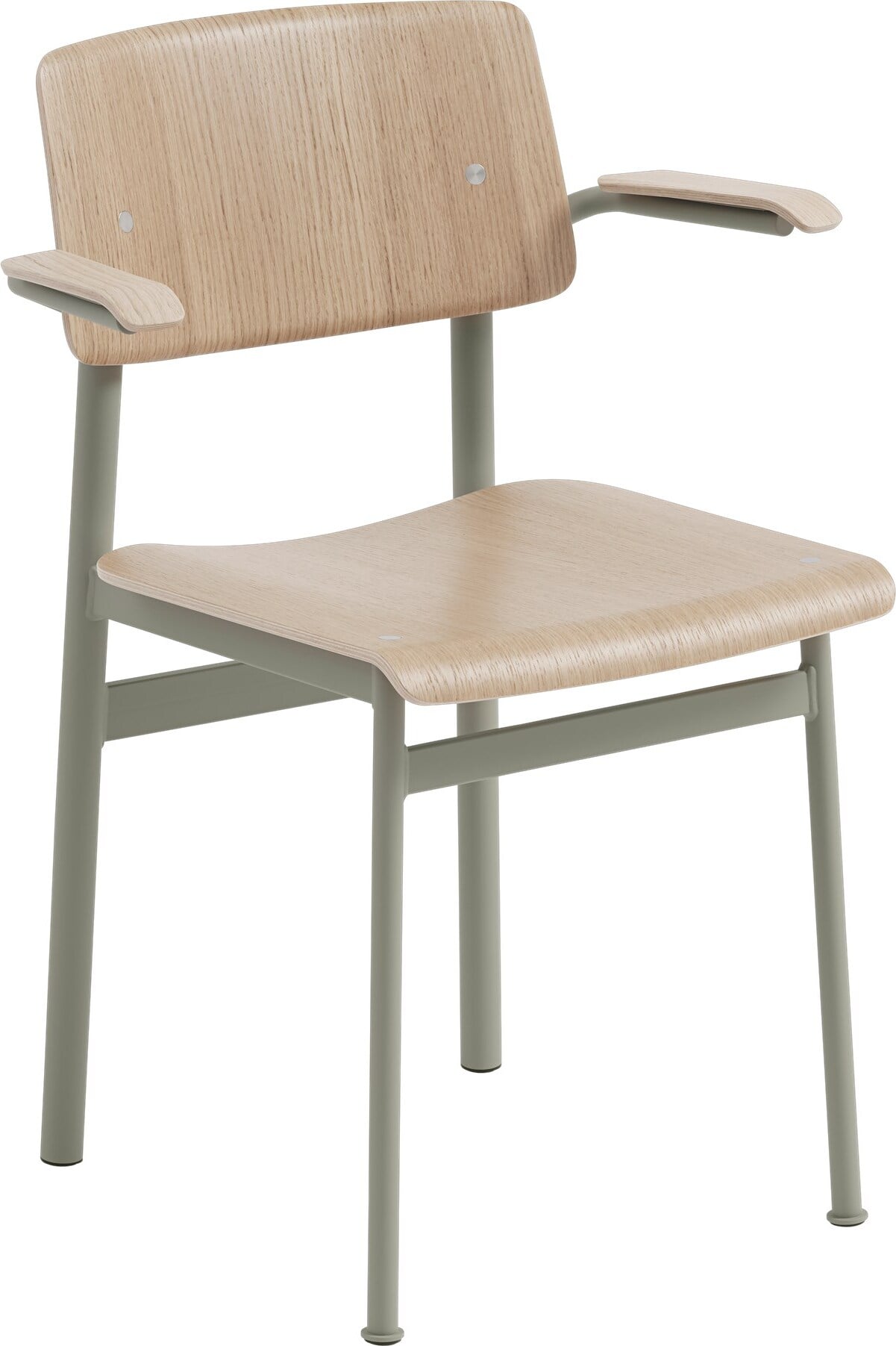 Loft Stuhl helle Eiche mit Armlehnen graugrüne Beine