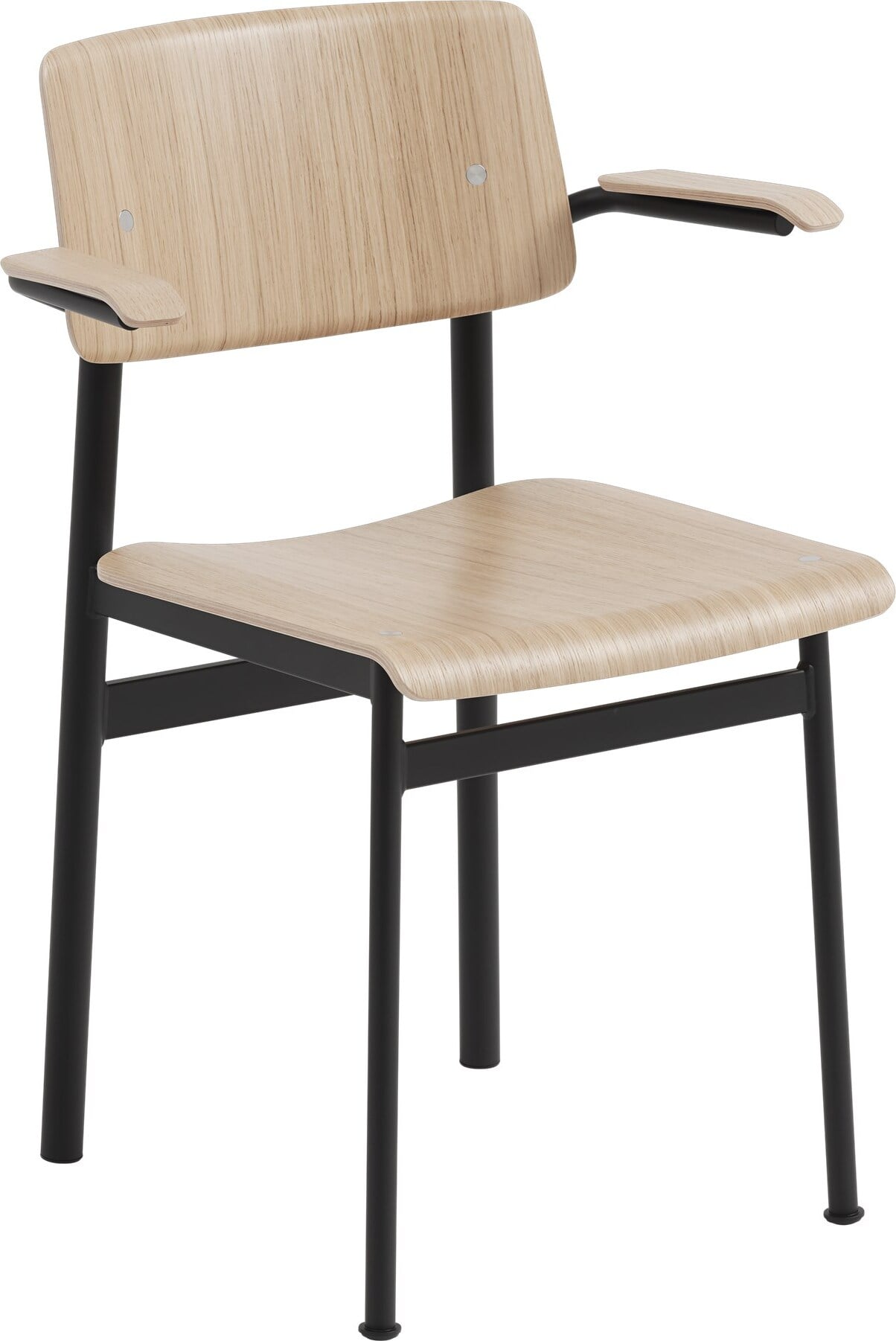 Loft Stuhl helle Eiche mit Armlehnen schwarze Beine