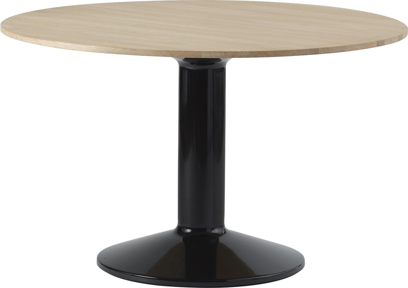 Midst Tisch 120 cm rund helle Eiche auf einem schwarzen Bein