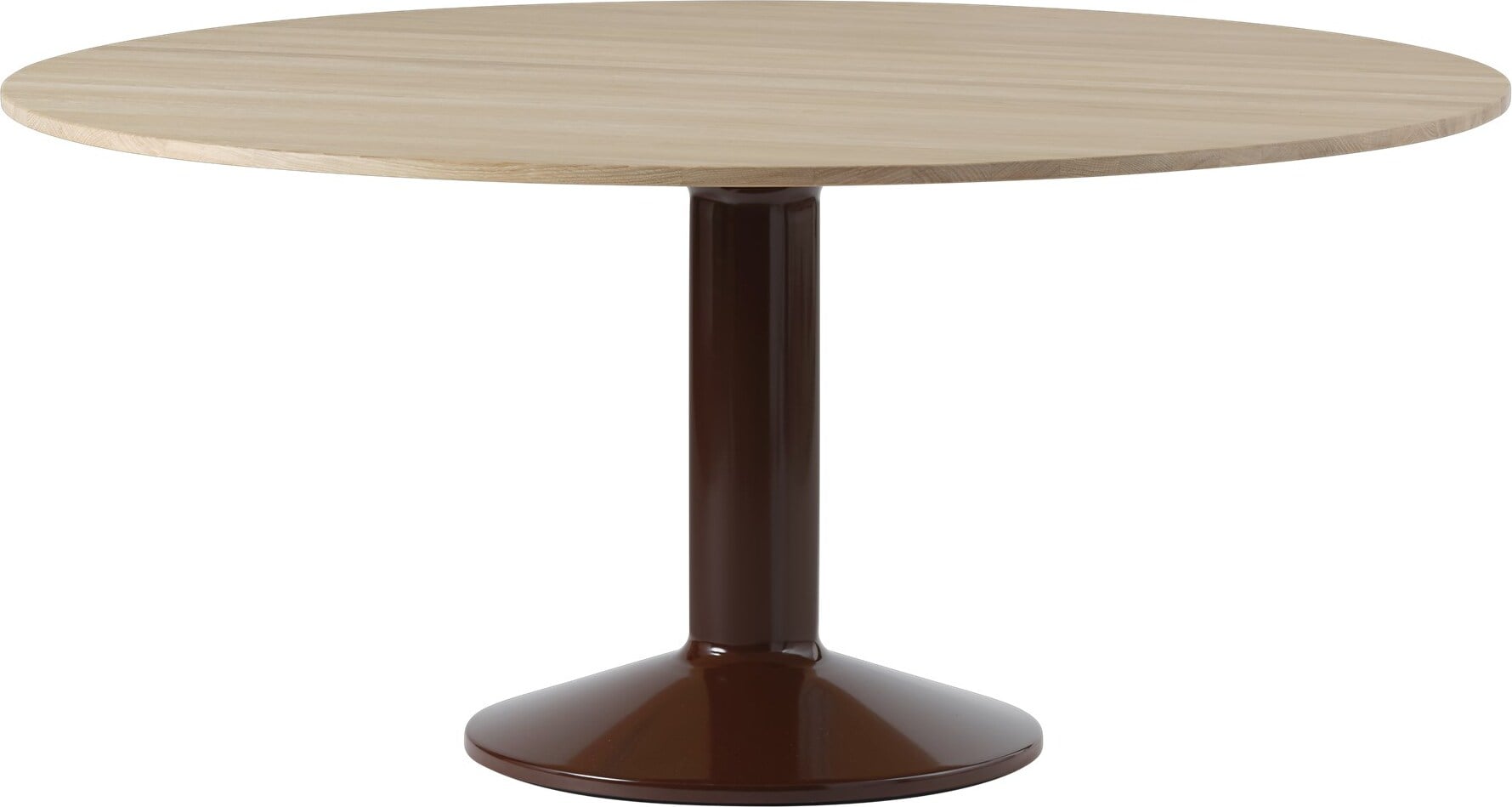 Midst Tisch 160 cm rund helle Eiche auf rotem Bein