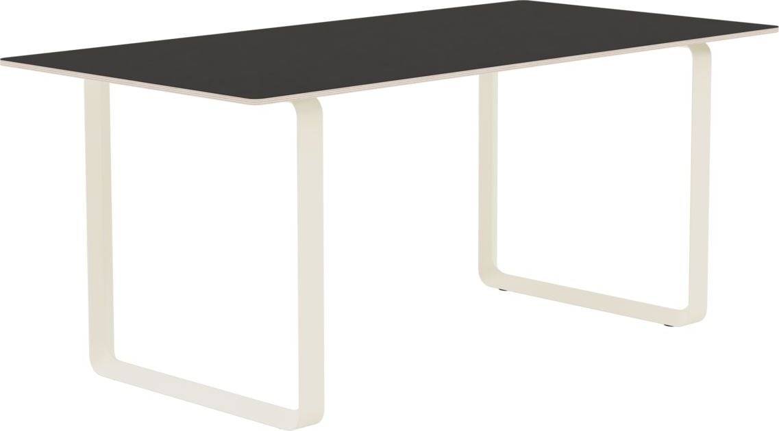 Muuto Tisch 170 x 85 cm schwarz Linoleum sandfarbene Beine