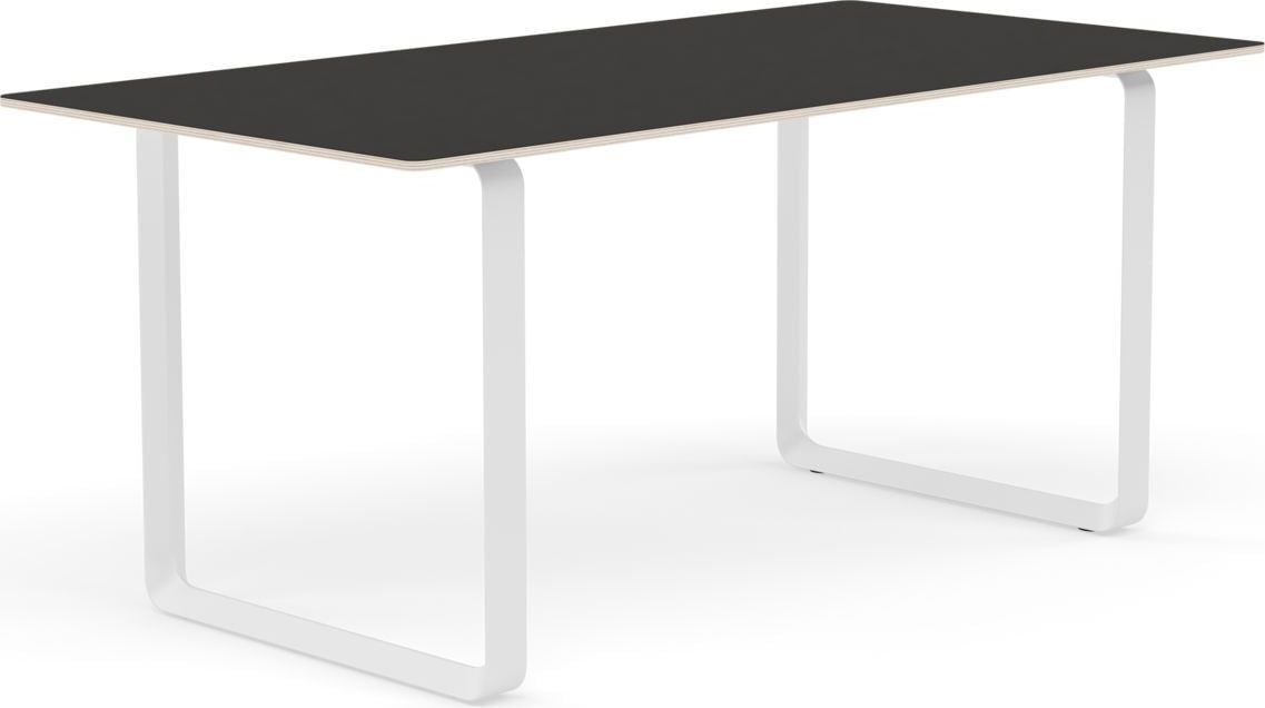 Muuto Tisch 170 x 85 cm schwarz Linoleum weiße Beine