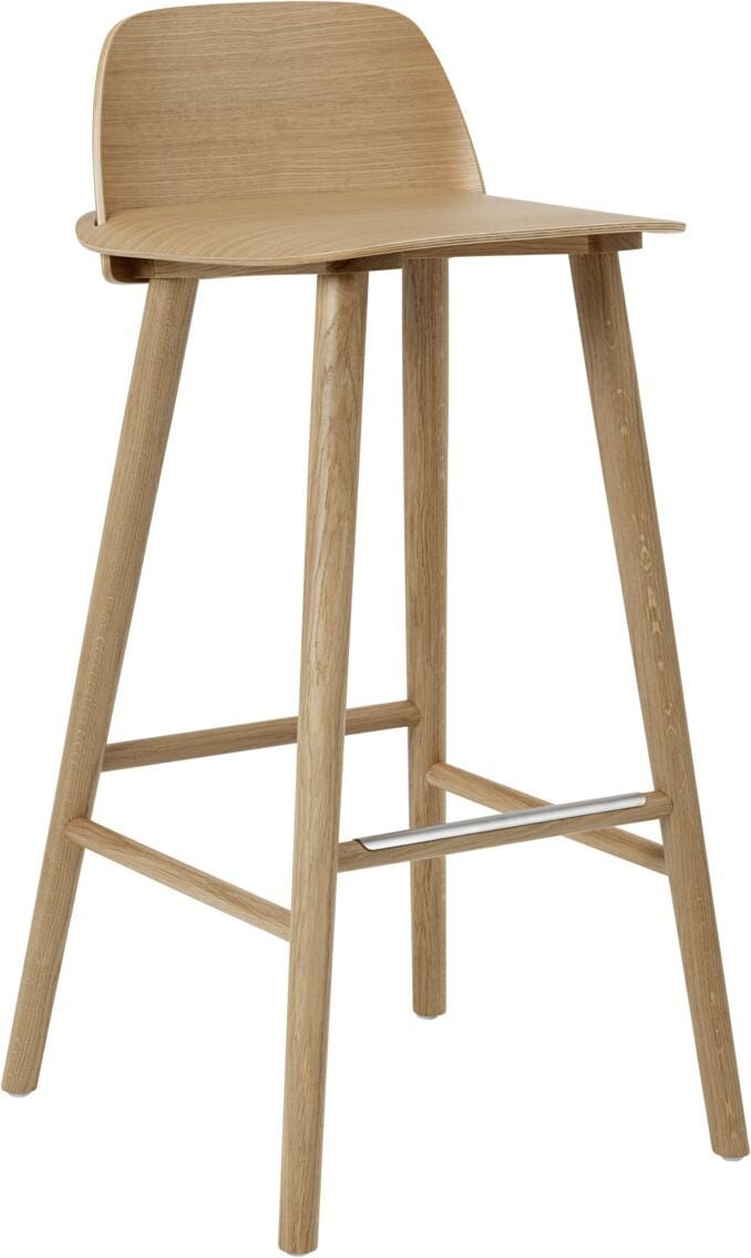Nerd Barhocker 75 cm helle Eiche mit Fußstützenschutz-Element