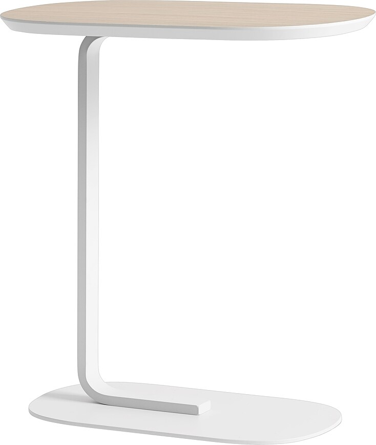 Odkladací stolík Relate laminovaný na bielej nohe 60,5 cm svetlý dub