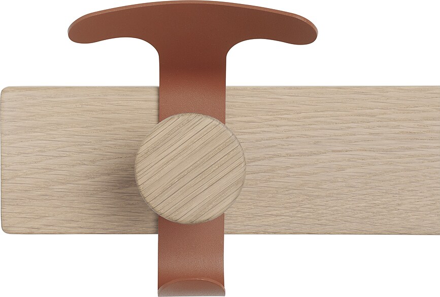 Perchero de Pared de roble claro Avail, con ganchos marrones