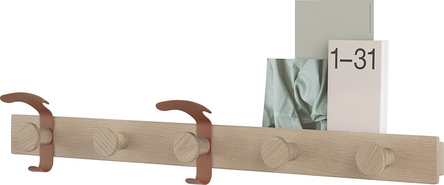 Perchero de Pared de roble claro Avail, con ganchos marrones