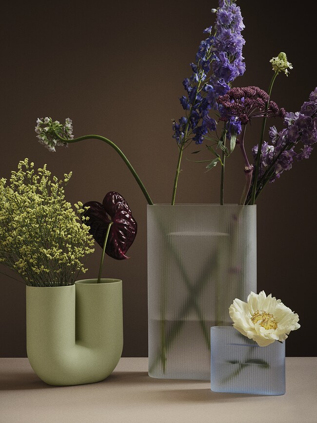 Ridge Vase 35 cm, taupe, en verre