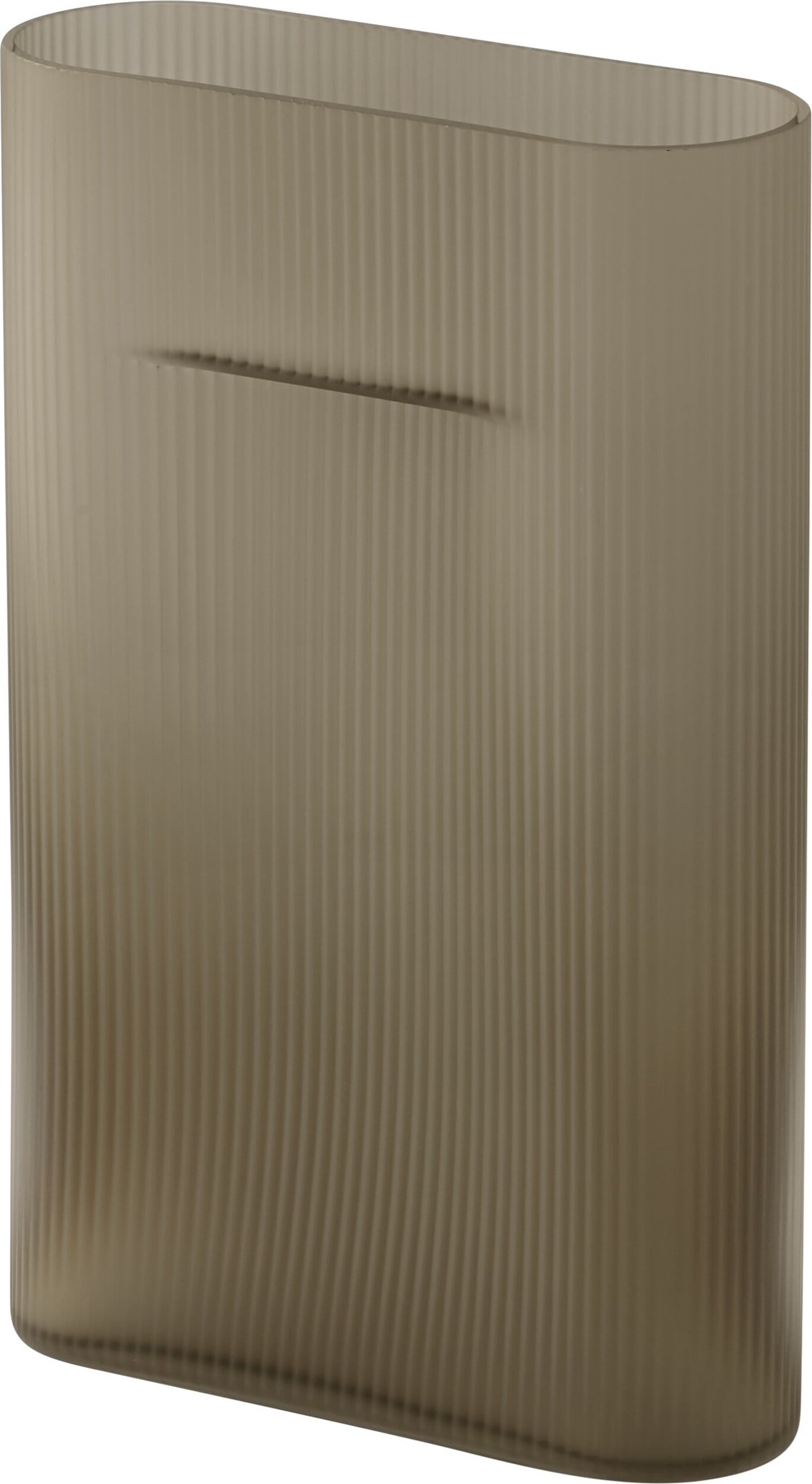 Ridge Vase 35 cm taupe aus Glas