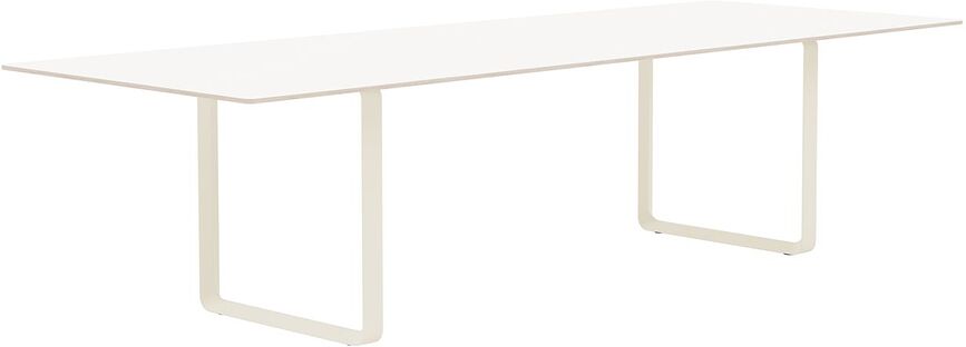 Stôl Muuto laminovaný pieskovo hnedé nohy 295 x 108 cm biely