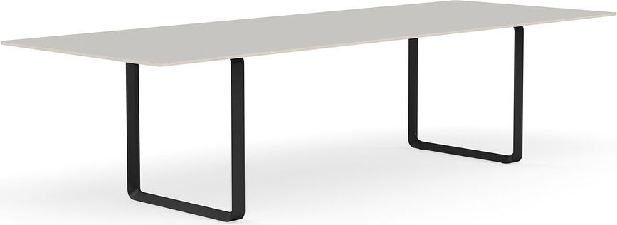 Stôl Muuto linoleum nohy čierne 295 x 108 cm sivý